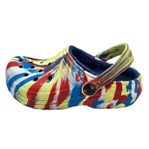 Crocs Kids Classic Fuzzy Lined Kidcore Marbled Slip On Clog